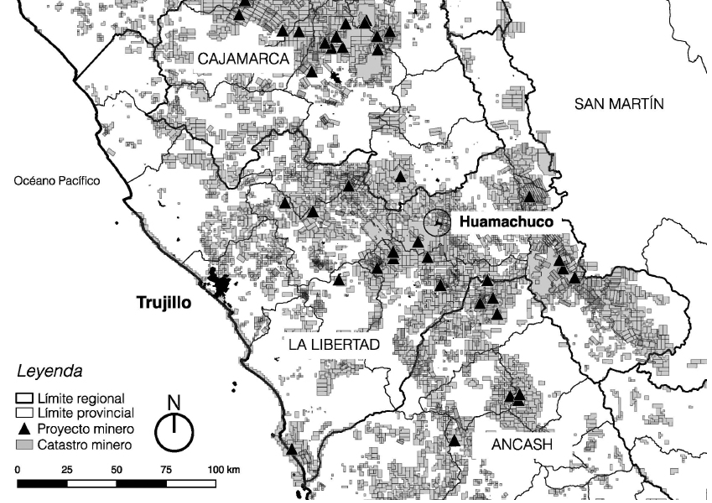 Concesiones mineras y unidades mineras en la región de La Libertad