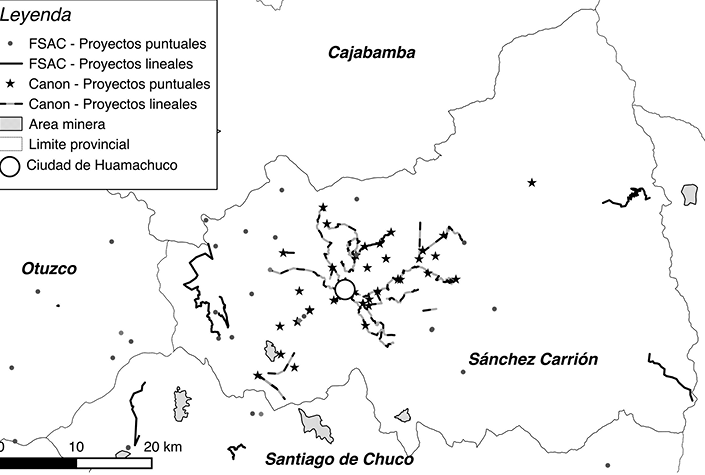 Provincia de Sánchez Carrión. Obras proyectadas por la municipalidad provincial
de Sánchez Carrión MPSC entre 2007 y 2014. Obras proyectadas por el Fondo
Social Alto Chicama (FSAC) entre 2009 y 2014