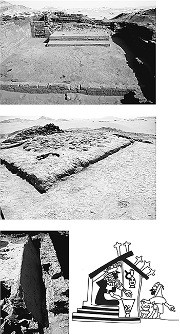 Plataformas de adobedatando de diferentes fases de ocupación excavadas en Huaca Colorada