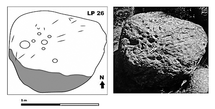 Fotografa y dibujo del soporte LP26 perteneciente a la concentracin 4 (C4) del Sector Alto