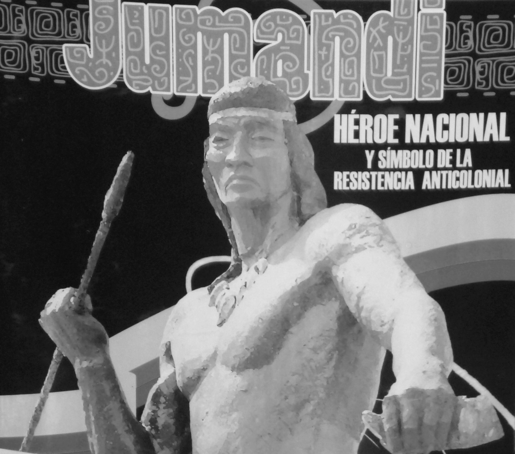 Image drive du monument de Jumandy, prsente sur une banderole du ministre du Patrimoine et de la Culture