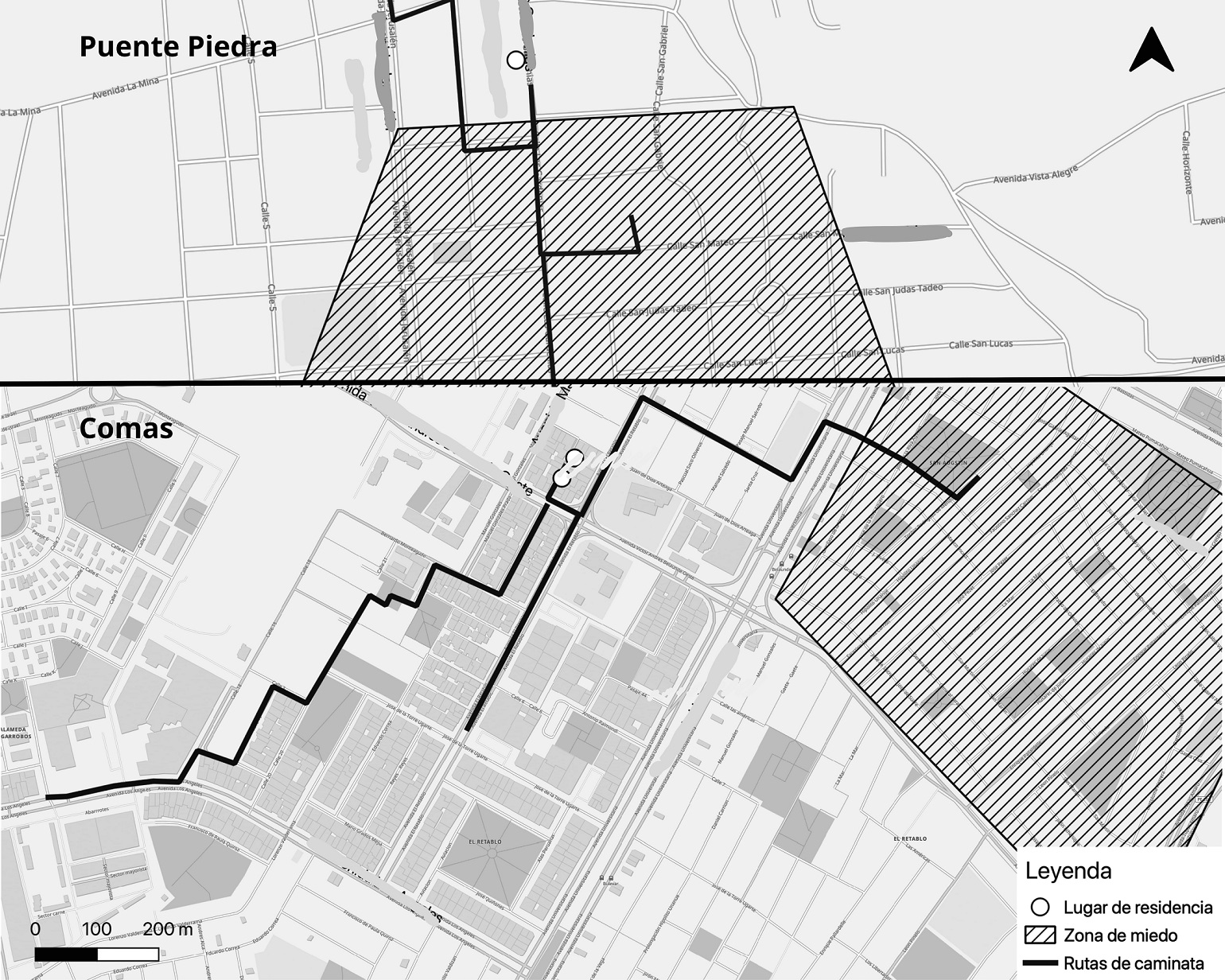 Experiencia peatonal de entrevistados de Puente Piedra y Comas