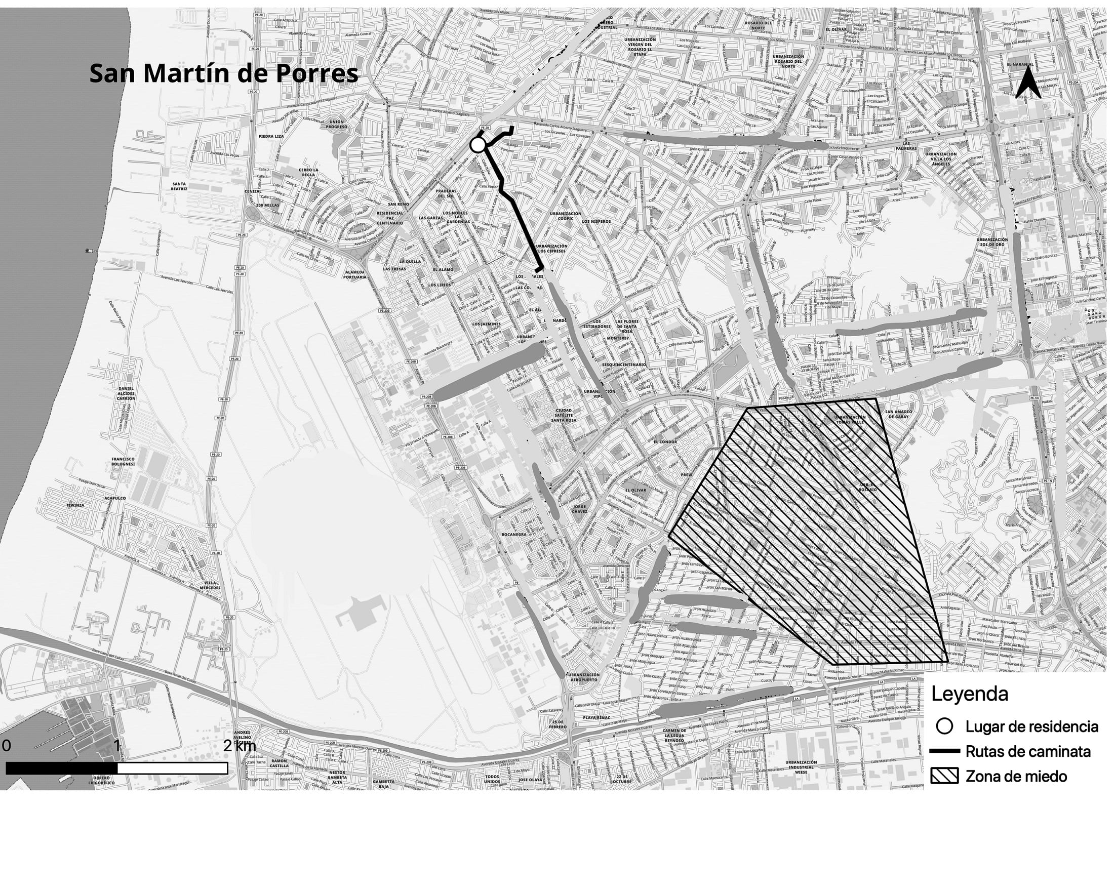 Experiencia peatonal de entrevistados de Puente Piedra y Comas