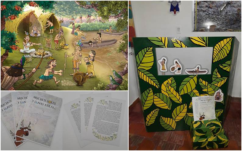 Biombo teatral, historia y personajes ilustrados por la diseñadora Andrea Sartori.