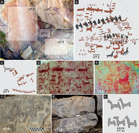 Emplazamiento y manifestaciones rupestres de Casa Colorada 1 (MECiR y MERH).