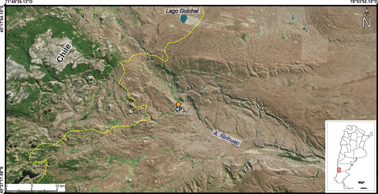 Mapa del sitio bajo anlisis. CP: Casa de Piedra de Rosell.