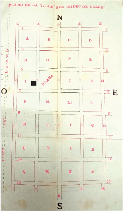 Mapa Villa de San Isidro de Lules. A�o1906.