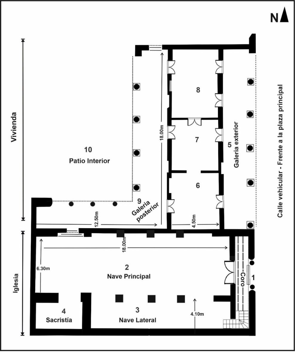 Plano de Planta Iglesia Fundacional y Vivienda Familia Dom�nguez Cant�n.
