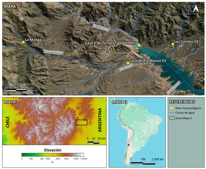 �rea de estudio y sitios arqueol�gicos