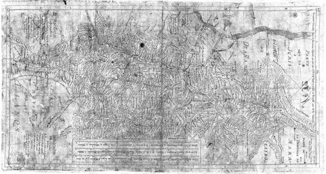 Descripci&oacute;n geogr&aacute;fica del virreinato de la
Nueva Granada , levantado y delineado por Francisco Javier Caro, 1781.