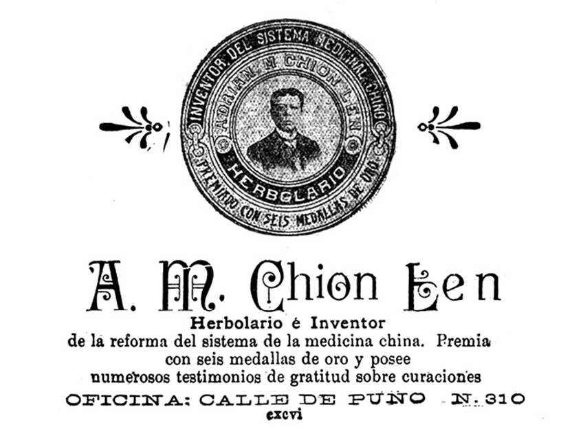 Publicidad de herbolarios chinos en Lima
(1909).