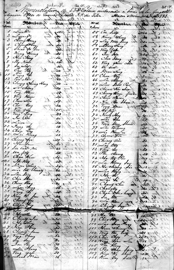 Nomenclatura de 508 colonos (1863).