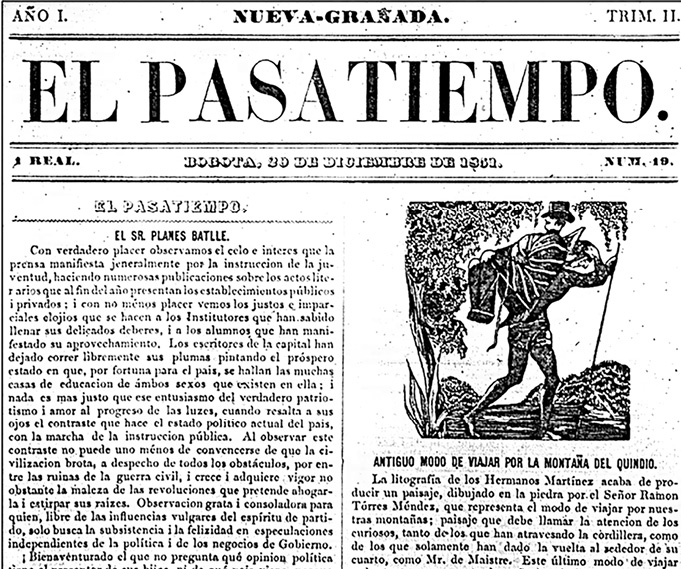 “Antiguo modo de viajar por la montaa del Quindo”