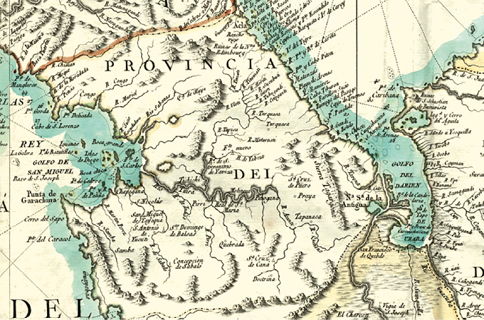 Fragmento de la “Carta martima del Reyno de Tierra Firme  Castilla del Oro”.