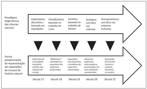 Rela&ccedil;&atilde;o entre as tradi&ccedil;&otilde;es ou paradigmas das ci&ecirc;ncias naturais predominantes e representa&ccedil;&otilde;es em exposi&ccedil;&otilde;es de Museus de Hist&oacute;ria Natural