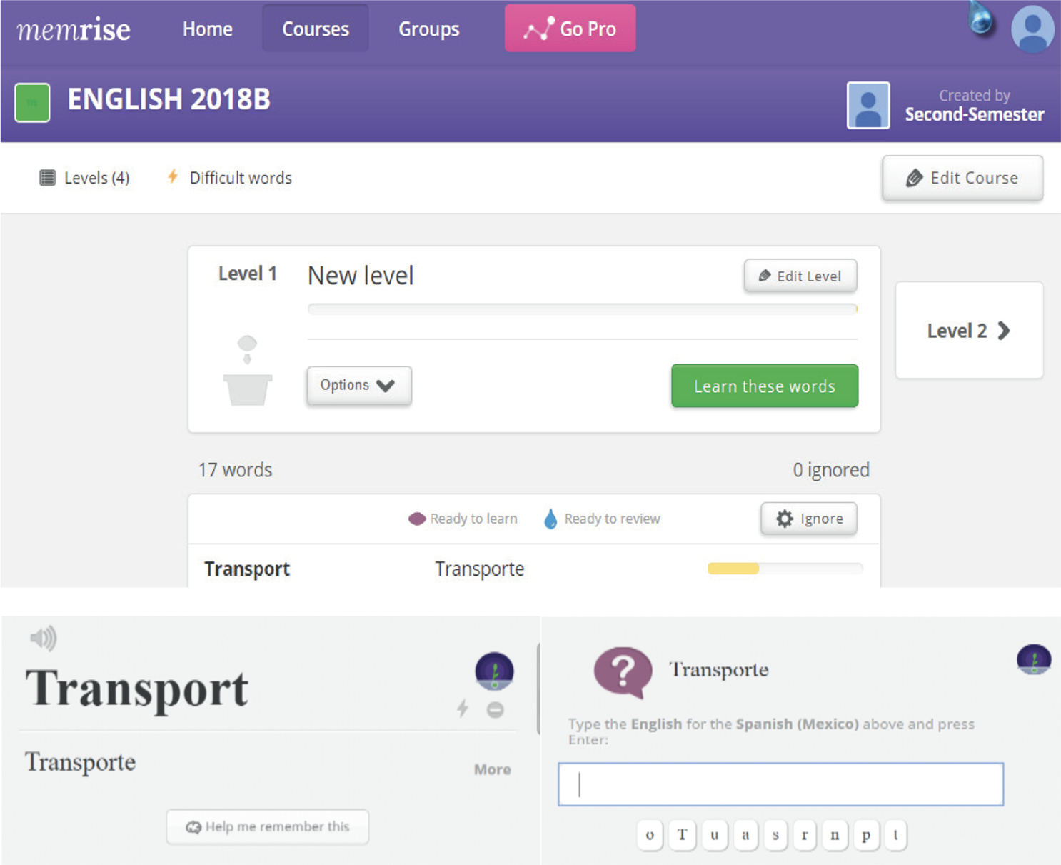 Memrise Group and content