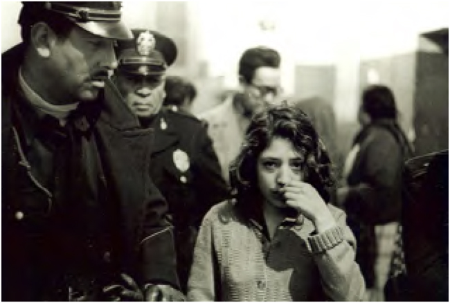 Nacho L&oacute;pez. Young woman in police station, Mexico City, 1954. Fondo Nacho L&oacute;pez, INAH, Fototeca Nacional, 405677.