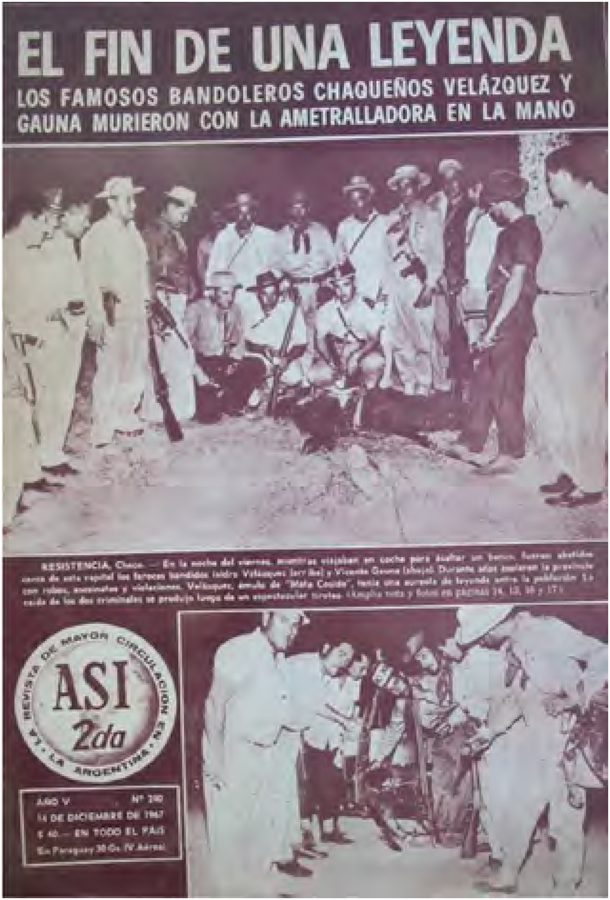 Los cuerpos muertos de Velázquez y Gauna retratados. Tapa de la revista Así, 14 de diciembre de 1967.