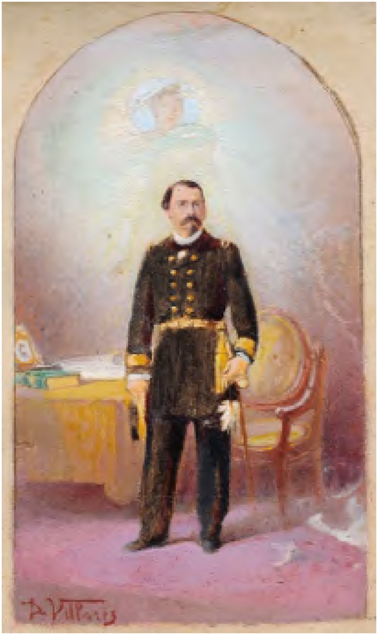 VILLARES, D&eacute;cio. Benjamin Constant. &Oacute;leo sobre tela, 22,5&times;16,5cm. REG.302. Museu Casa Benjamin Constant, Ibram/MinC.