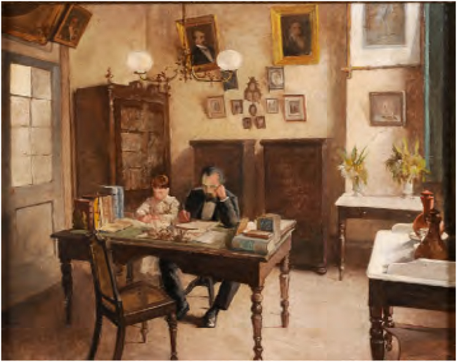 VILLARES, D&eacute;cio. Gabinete de Benjamin Constant no Imperial Instituto dos Meninos Cegos. Circa 1889. &Oacute;leo sobre tela, 21,5 &times; 27,2cm, Rio de Janeiro. REG.046. Museu casa de Benjamin Constant, IBRAM, MinC.