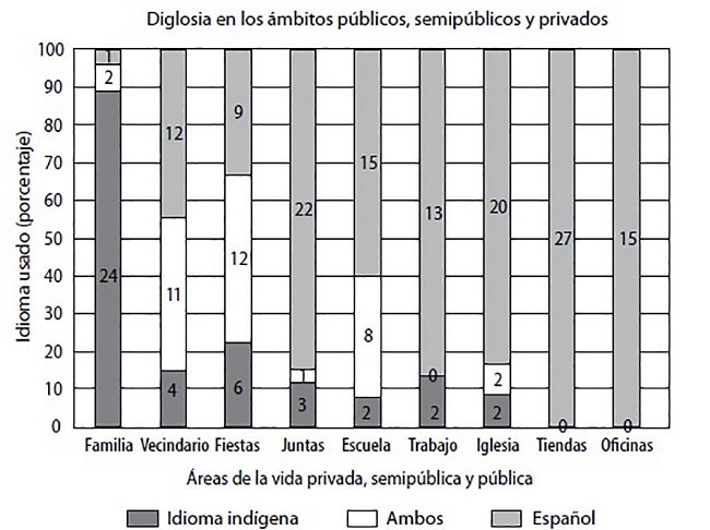 Diglosia en los &aacute;mbitos p&uacute;blicos, semip&uacute;blicos y privados