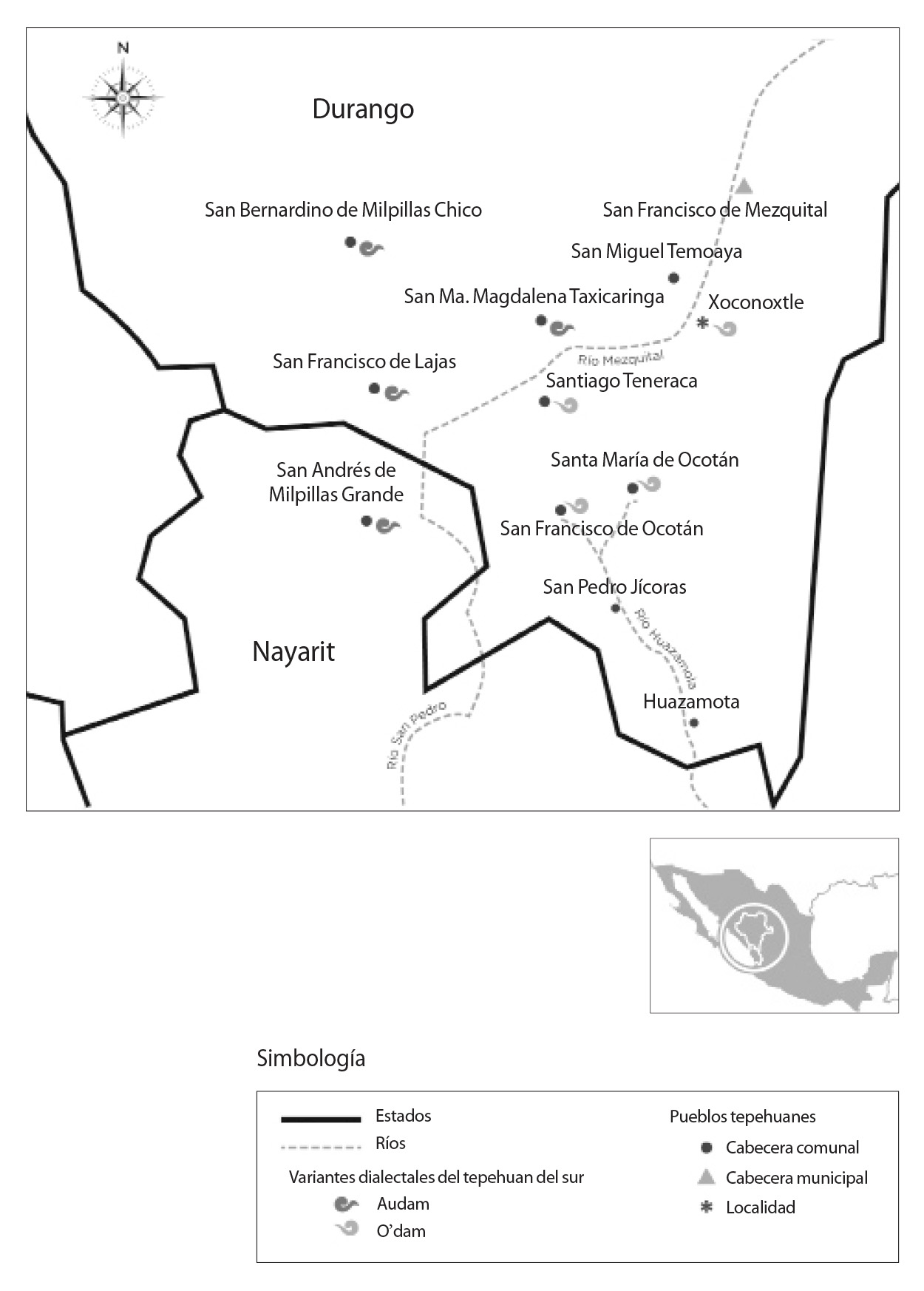 Comunidades y variantes ling&uuml;&iacute;sticas de los tepehuanes del sur
