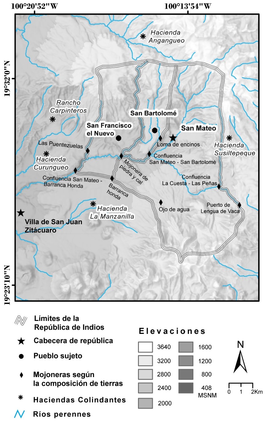 Mapa de las demarcaciones de la rep&uacute;blica de indios de San Mateo y sus pueblos sujetos San Bartolom&eacute; y San Francisco el Nuevo