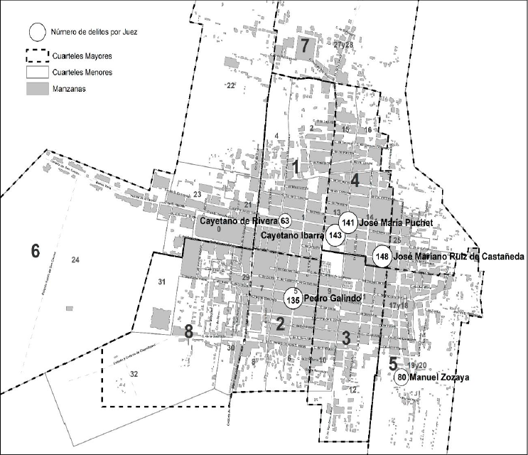 Total, de delitos por juzgado, 1830