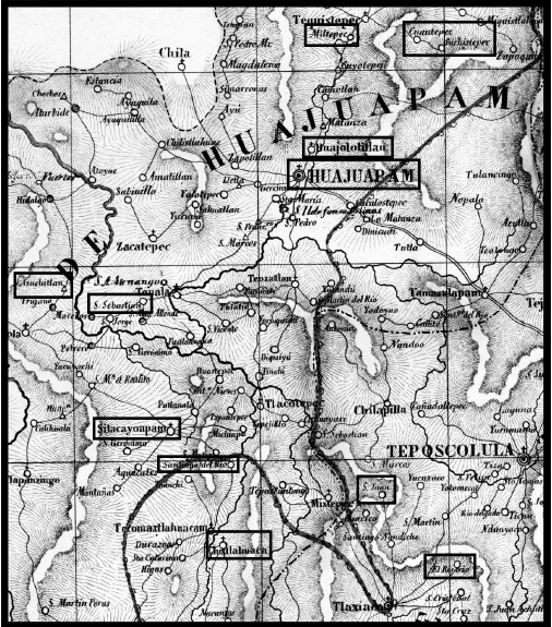 Área de Miltepec, Cuautepec, Suchistepec, Huajolotitlan, Huajuapan, Asuchitlan, San Sebastián (Progreso), Silacayoapam, Santiago del Río, San Juan (Teposcolula), Juxtlahuaca y (Santa María) El Rosario