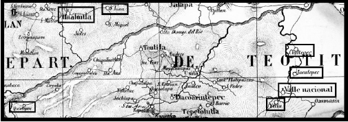 Área de Quiotepec, Huautla, San Juan (Cuatzóspam), Chiltepec, Jacatepec, Valle Nacional y Yetla