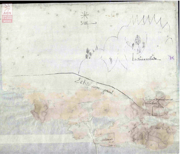 Mapa de solicitud de merced en las faldas del Nevado de Toluca