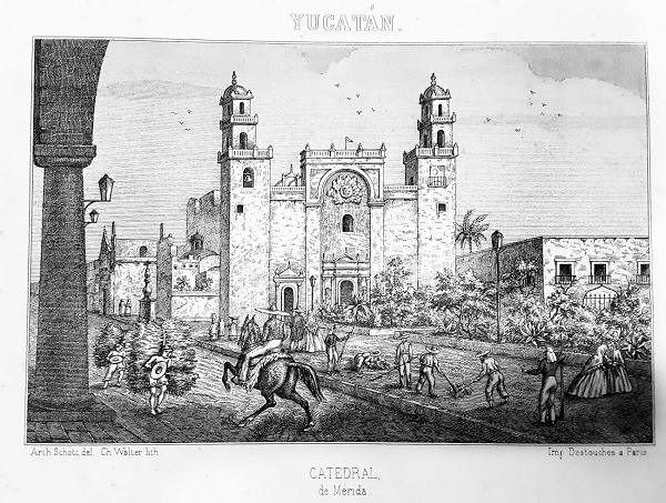 Litograf&iacute;a de la Catedral de M&eacute;rida. Sin fecha