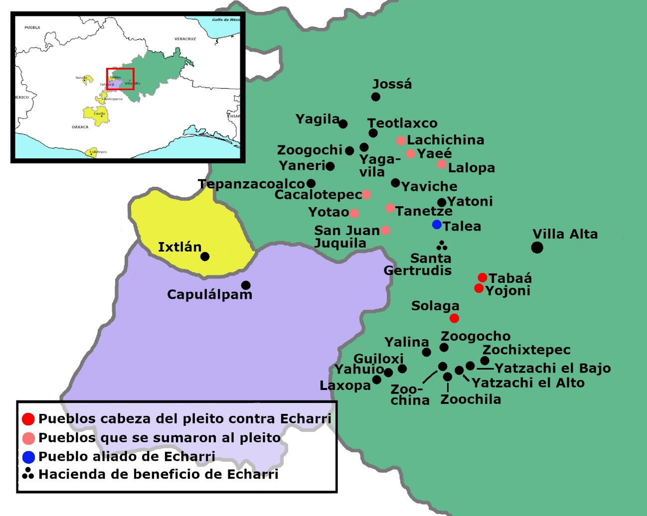 Mapa de la ubicaci�n de la hacienda Santa Gertrudis y de los pueblos litigantes 1782