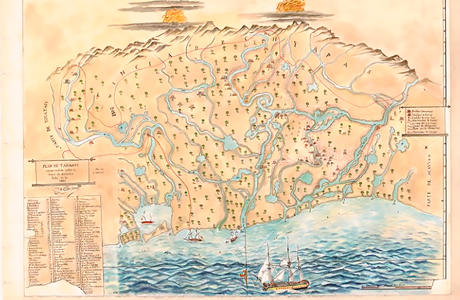 Plan de Tabasco comprendido entre la l�nea de divisi�n, 1803