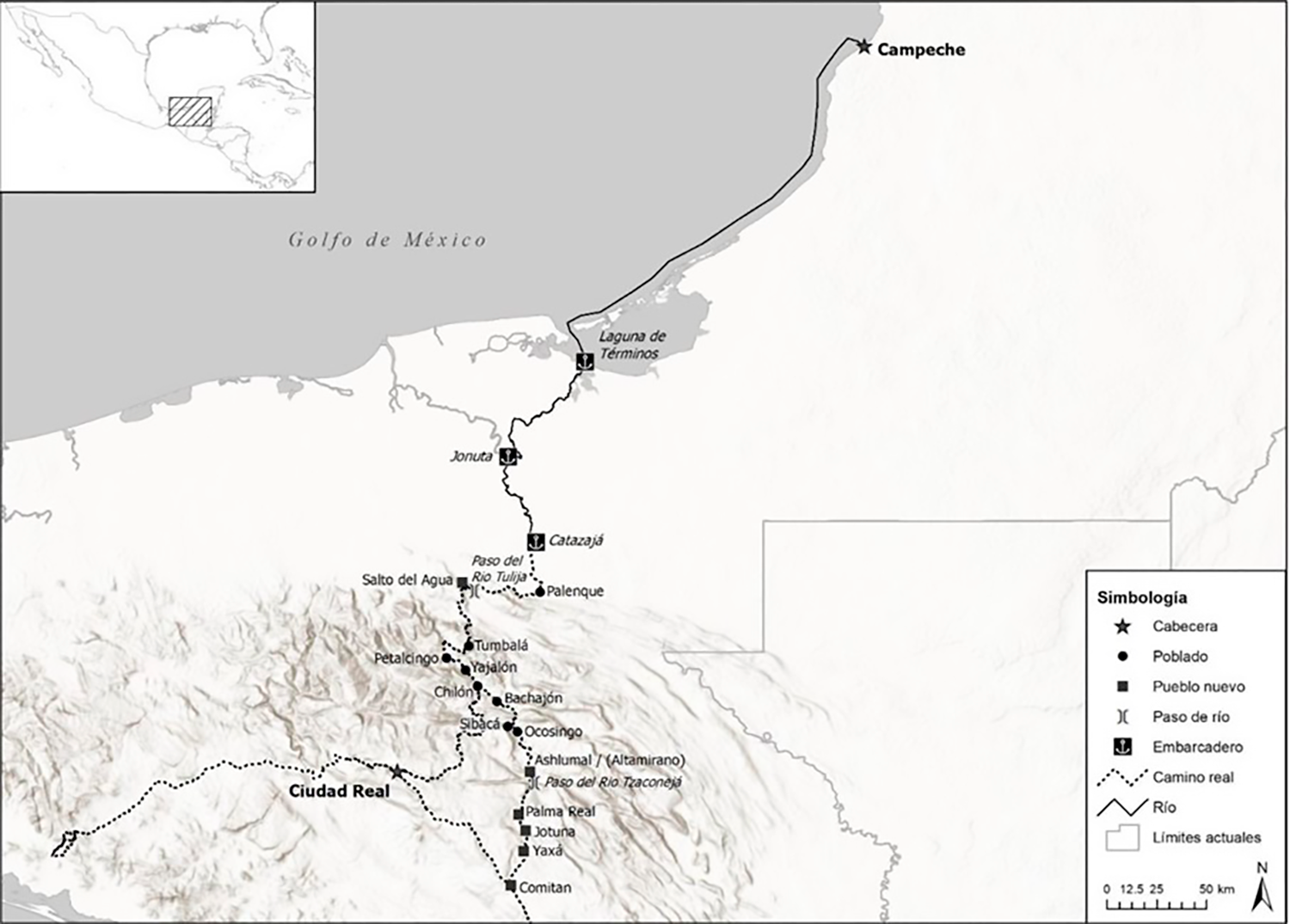 Camino habilitado por el Intendente de Chiapas Agust�n Quentas y Zayas (1794-1797)