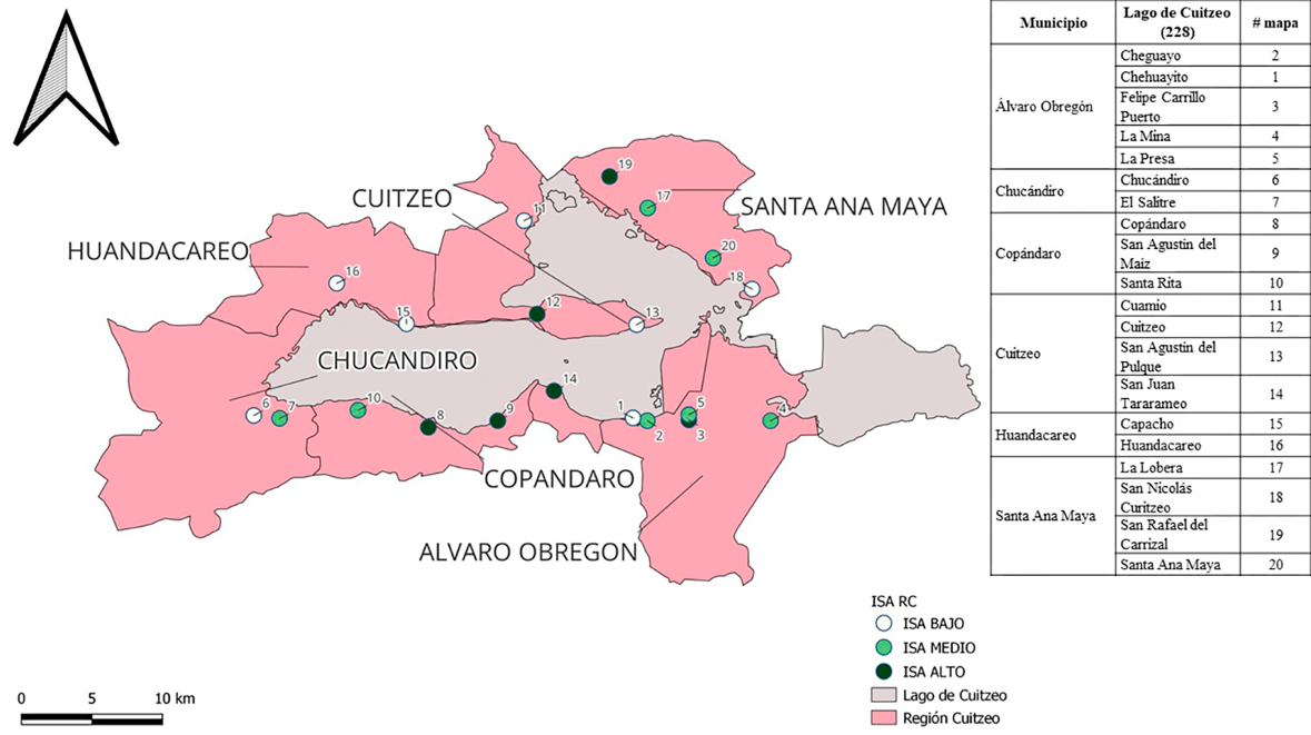 Caracterizaci�n de las localidades de la Regi�n Cuitzeo seg�n el ISA