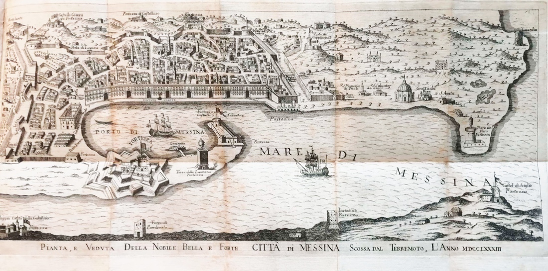 Planta y vista de la ciudad de Messina antes de su destrucci�n por los terremotos de 1783