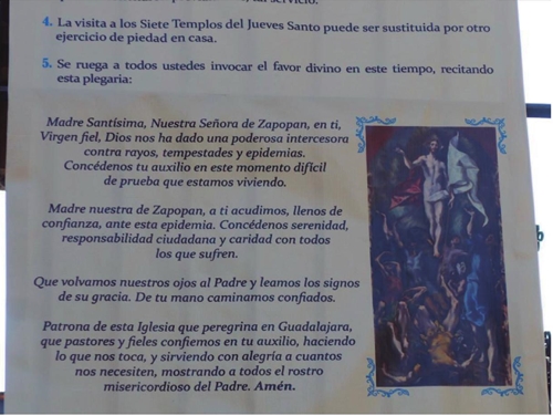 Cartel informativo en templos del centro de Guadalajara, tomada por Ren&eacute;e de la Torre, 10 de mayo de 2020.