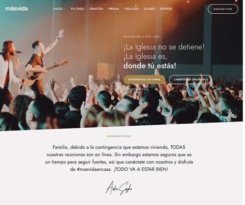 Captura de pantalla del portal http://www.masvida.org, 12 de junio de 2020.