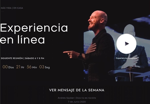 Captura de pantalla &ldquo;Experiencia en l&iacute;nea&rdquo; http://www.masvida.org, 12 de junio 2020.