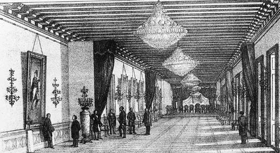 "Salón de ceremonias ó de Embajadores, en el Palacio Nacional. Allí son recibidos por el Presidente de la República los Ministros extranjeros".