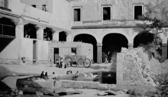 José María Velasco, "Patio del ex convento de San Agustín", 1861.