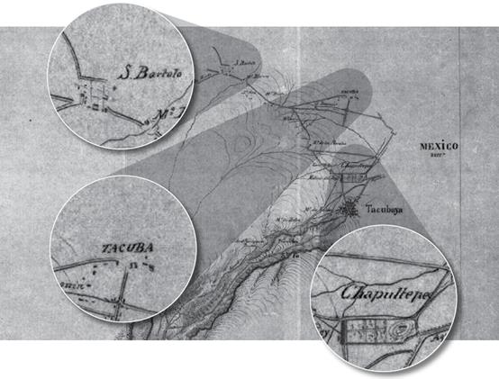 Itinerario de México a Toluca, s/f. Mapoteca "Manuel Orozco y Berra", núm. clasificador 2627-OYB-7251-A.