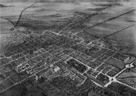"La ciudad de México tomada en globo", 1855-1856.