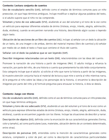 Taxonom�a de conductas relacionadas con pr�cticas alfabetizadoras