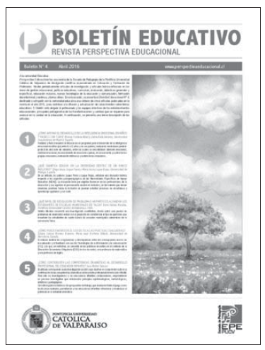 Bolet�n 4, publicado en abril de 2016, por Perspectiva Educacional