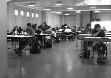 Grupos de estudio trabajando en la biblioteca