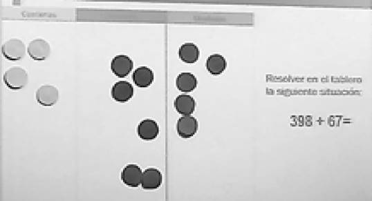 Actividad para resolver 398+67 en la tabla y con fichas de colores