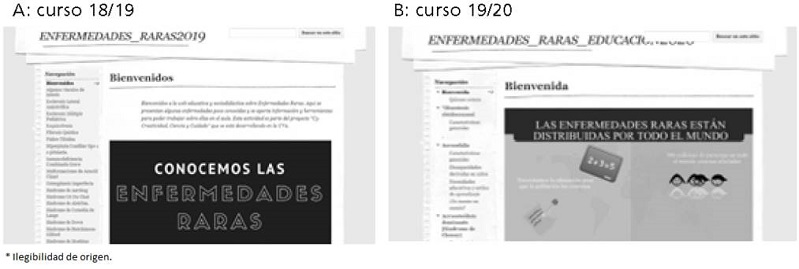 Imágenes de las páginas web desarrolladas por los estudiantes