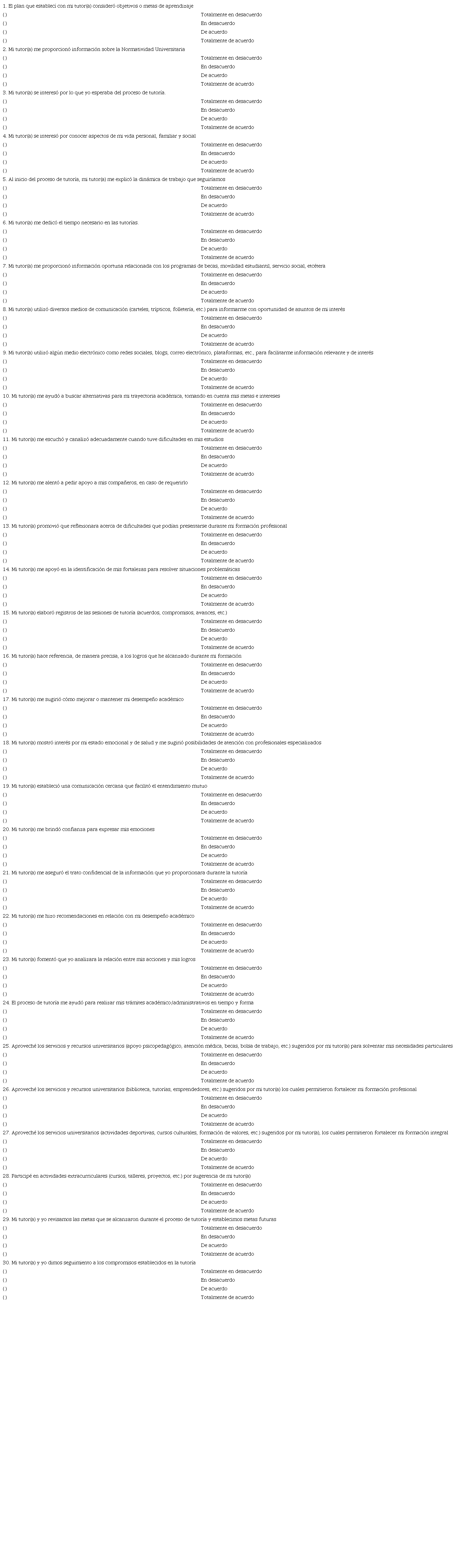 Cuestionario para la evaluaci&oacute;n de las competencias del tutor, versi&oacute;n optimizada